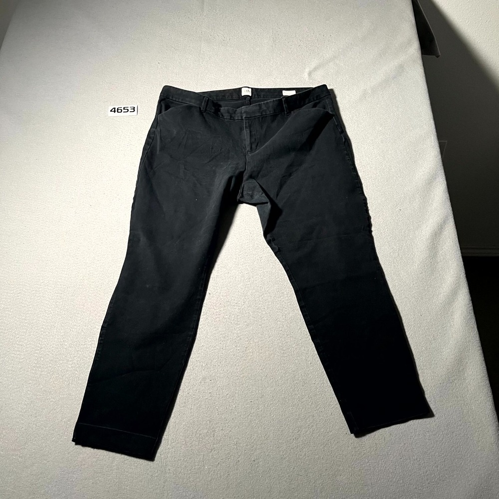 Gap Signature Pants Women 18 Black Stretch Cotton Slash Pockets Skinny Ankle‎